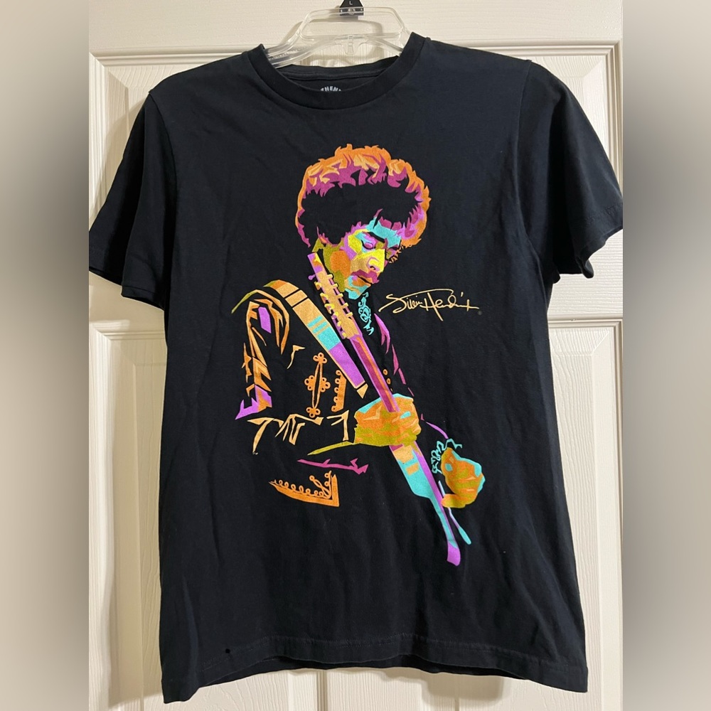 Authentic Jimi Hendrix T-Shirt Concert Band graphic top colorful Black-Small